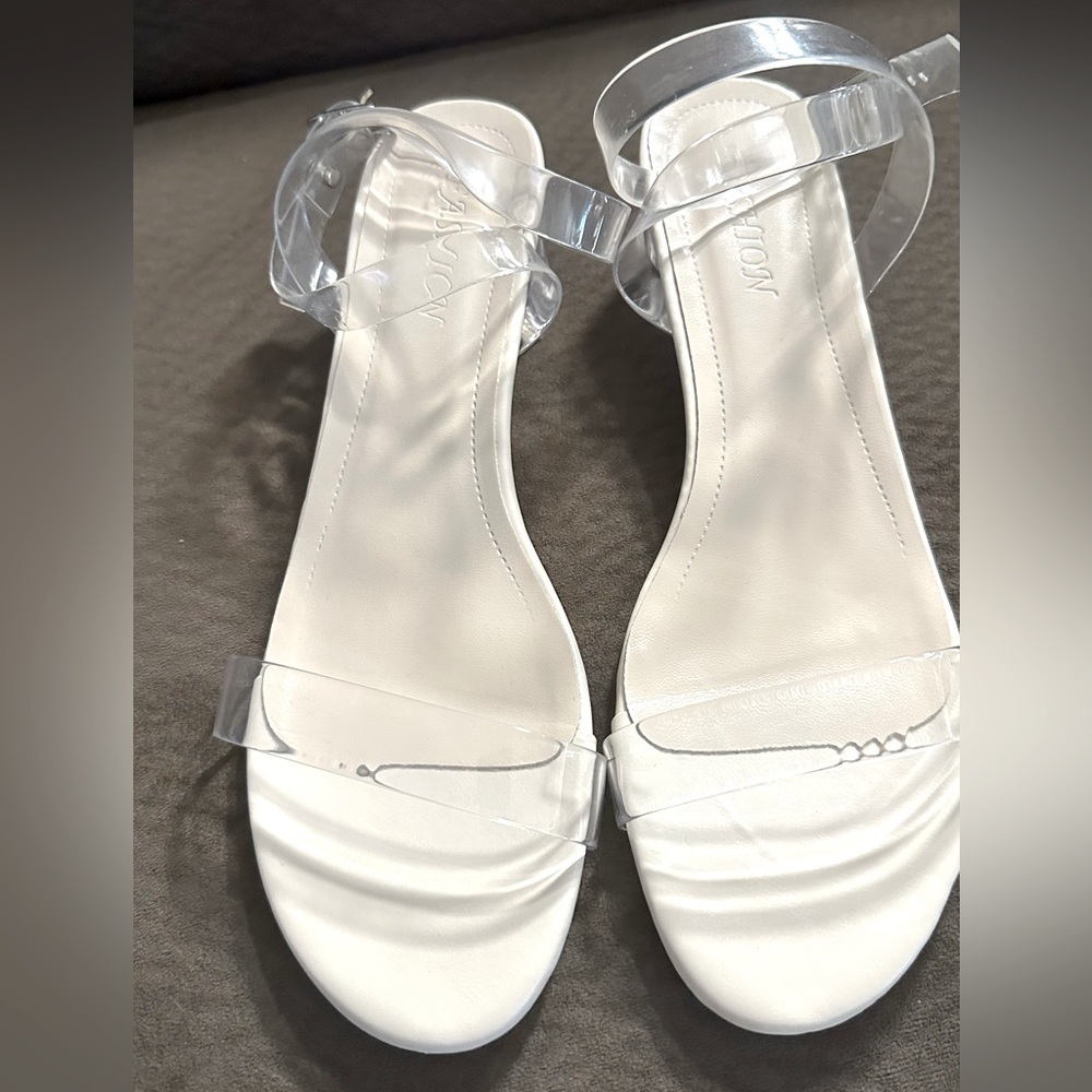 Clear strap & heel sandals Sz 10 = 42
